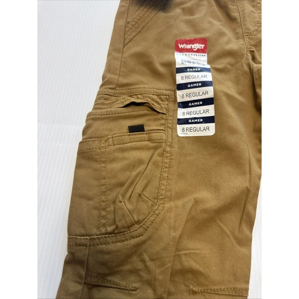 Wrangler Boys Five Star Gamer Cargo Jogger Pants Khaki NWT Size 8 Slim